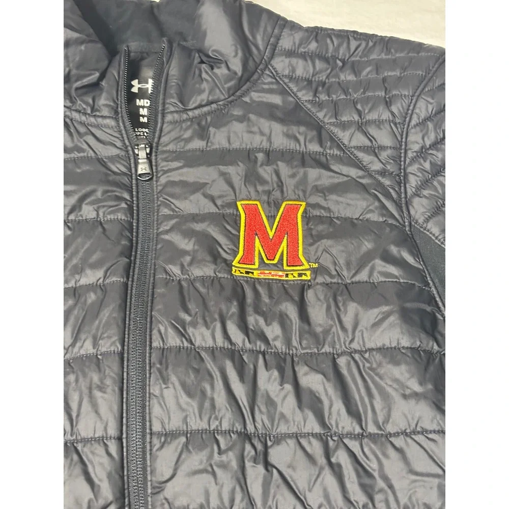 Under Armour Maryland Terrapins Jacket Mens Medium Black Hybrid Puffer Full Zip